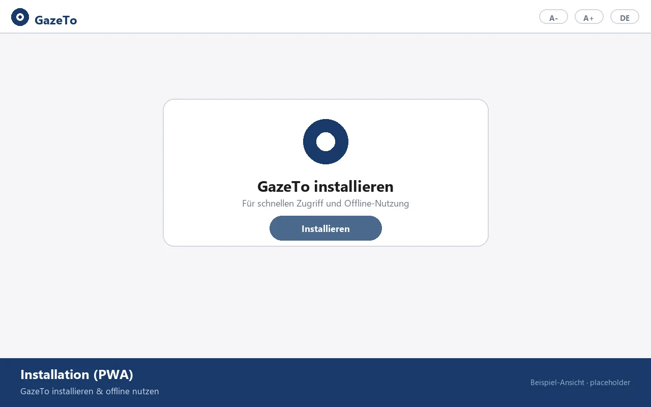 Installations-Hinweis „GazeTo installieren